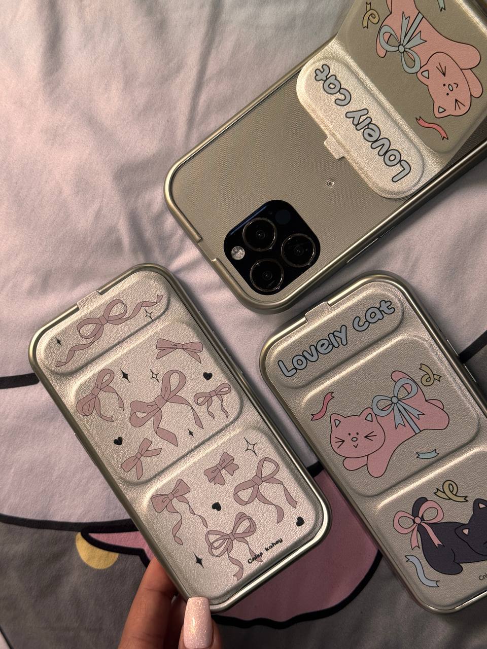 قاب مگنتی تاشو (پاپیون صورتی و گربه)
