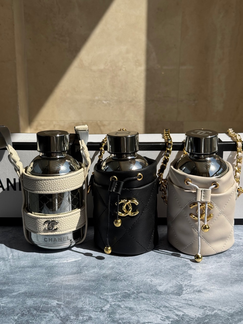 بطری آب استیل شنل سری Thermos Cup با بند/کیف دوشی