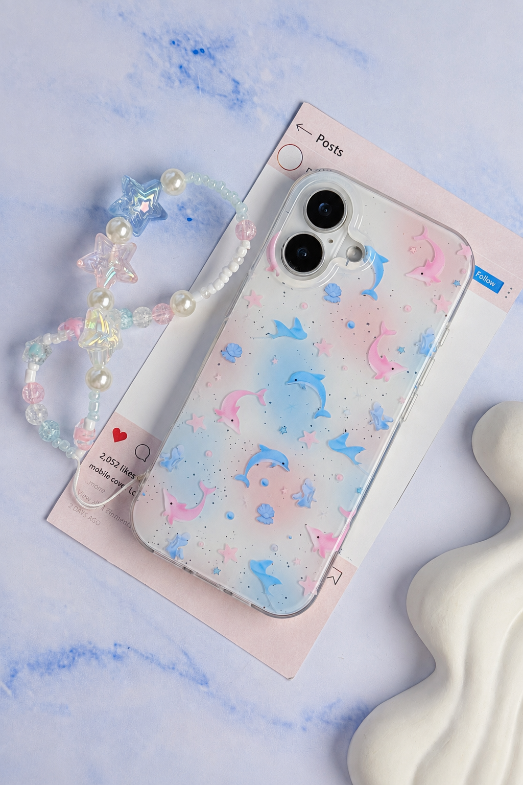 قاب Pastel Star Dolphin با آویز